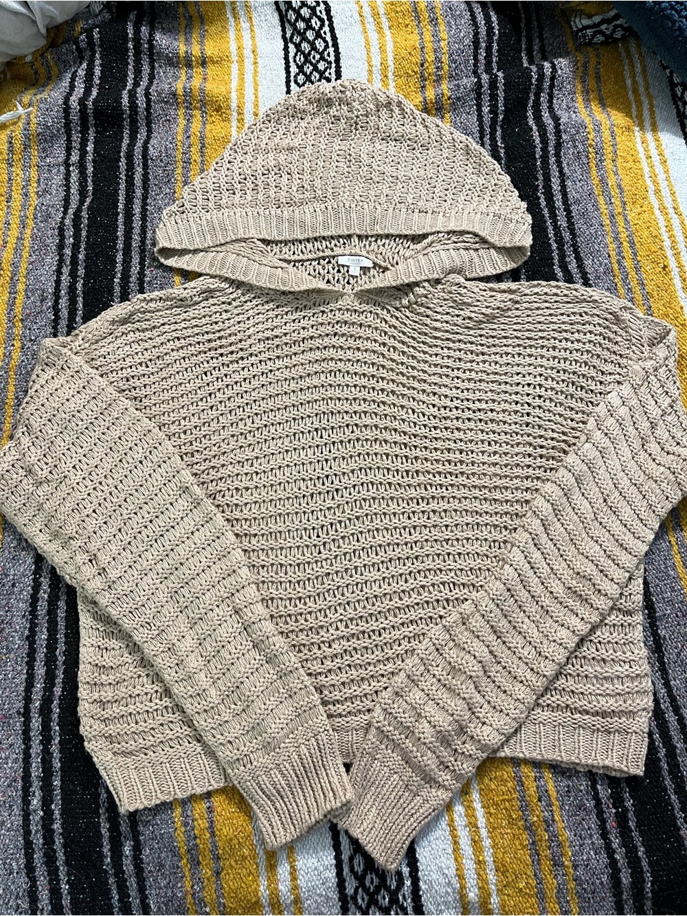 Tavik Beige Open-Knit Hooded Sweater